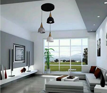 MYLİGHTS SİYAH ÜÇLÜ METAL SARKIT AVİZE  SALON AVİZE  MUTFAK AVİZE ODA AVİZE 