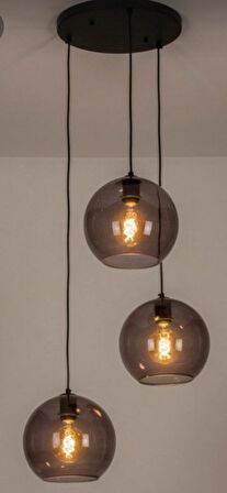 MYLİGHTS ÜÇLÜ FÜME CAMLI RUSTİK VİNTAGE AVİZE  