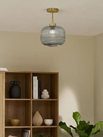 MYLİGHTS RUSTİK  FÜME  PLOFONYER TAVAN  AVİZE 20CM  SPOR TEKLİ AVİZE