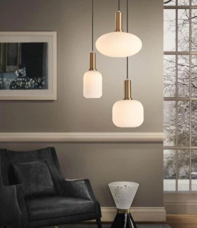 MYLİGHTS RUSTİK  ÜÇLÜ BAL CAMLI AVİZE  KASA  40CM  ESKİTME 