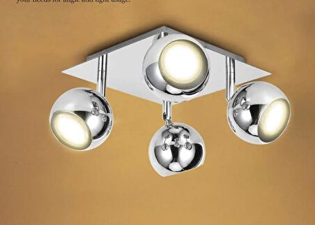 MYLİGHTS 4lü krom SPOT TEKLİ KÜRE PANASONIC GÜN IŞIĞI AMPULLÜ hareketli duvar aplik  led avize   