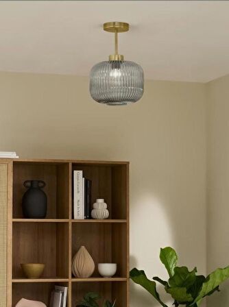 MYLİGHTS RUSTİK  FÜME  PLOFONYER TAVAN  AVİZE 20CM  SPOR TEKLİ AVİZE VİNTAGE  