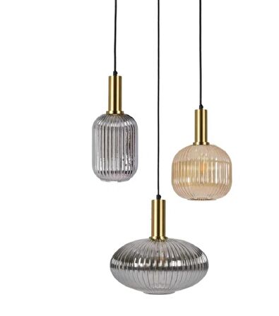 MYLİGHTS  MODERN  SARKIT AVİZE  BAL VE FÜME CALI RUSTİK VİNTAGE SALON AVİZE  