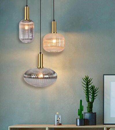 MYLİGHTS  MODERN  SARKIT AVİZE  BAL VE FÜME CALI RUSTİK VİNTAGE SALON AVİZE  