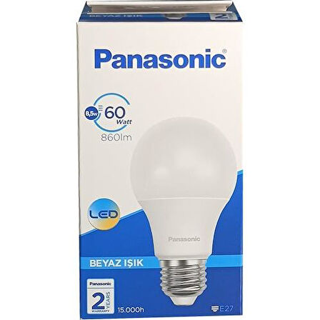 MYLİGHTS DEMET HABEK  PANASONIC 8,5 W  E27 BEYAZ  IŞIK LED AMPUL  6500K  10 ADET  FİYATIDIR  