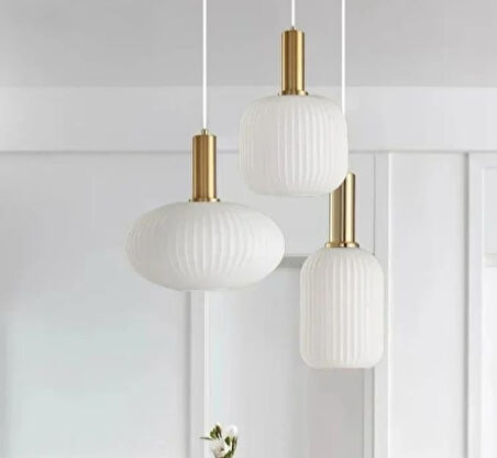 MYLİGHTS RUSTİK  ÜÇLÜ BAL CAMLI AVİZE  KASA  40CM  ESKİTME 
