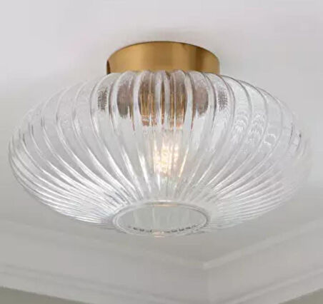 DEMET HABEK MYLİGHTS RUSTİK VİNTAGE ŞEFFAF  ELİPS CAMLI TAVAN PLOFONYER AVİZE   ÇAP 30 CM