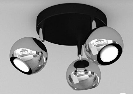 mylights spor led avize hareketli başlık panasonıc gün ışığı ampullü küre led spot üçlü   krom başlıklı 