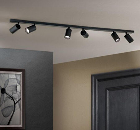 mylights 120 cm led spot haretekli başlık siyah os-ram tasaruflu led ampul 3000k salon mutfak otel cafe avize altılı avize