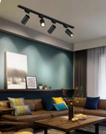 mylights  siyah dörtlü1mt ray spot gun ısıgı ampullu  harekletli ray spot led spot led avize panasonıc ampullu  