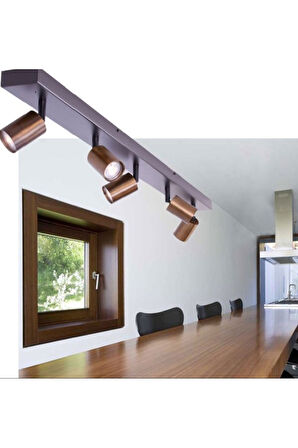 Modern Siyah Bakır Eskitme 120 cm 4’lü Hareketli Spot Avize GU10 LED ampul dahil