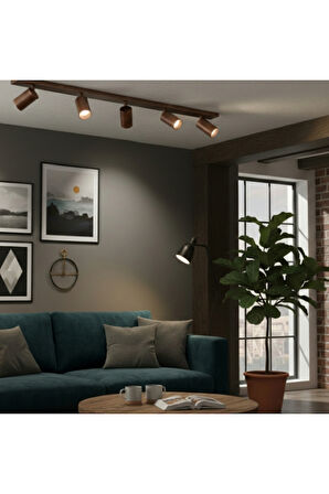 Beşli 5’li Bakır Eskitme Fırçalı GU10 LED Tavan Spot Hareketli Başlıklı Tasarruflu Modern Avize