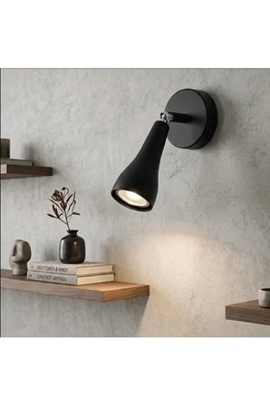 Nordik Mafsallı GU10 Spot Duvar Apliği Siyah Konik Form Os ram Tasarruflu Led Ampül Modern Mimari