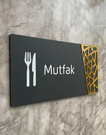 Mutfak Kapı Yönlendirme Levhası Oda İsimliği 24x12 Cm