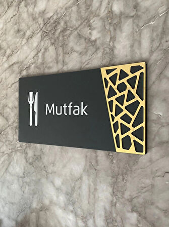 Mutfak Kapı Yönlendirme Levhası Oda İsimliği 24x12 Cm