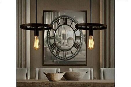 MYLİGHTS İKİLİ MASA  ÜSTÜ METAL SARKIT RUSTİK VİNTAHE AVİZE TABAN  60X5 CM