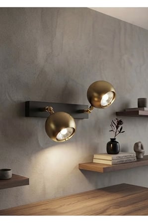 Modern İkili Mat Gold Küre Subar Aplik Tavan Avize Hareketli Başlık Armatür Spot Os Ram LED Ampül 3000k Günışığı