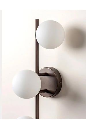 3lü E27 Duy Üçlü Sıralı Mat Opal Beyaz Top Küre Cam Kahverengi 3lü Gövde Aplik Salon Yatak Başı Odası Antre Ayna Üstü Lamba Modern Sıralı Duvar Apliği Tavan Avizesi 15 cm Cam Küre Tasarım Aydınlatma