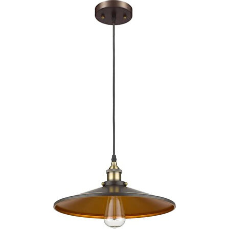 Mylight Retro Rustik Sartkıt Metal Avize Siyah Içi Altın 40 cm