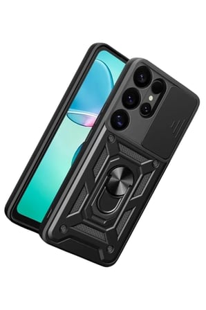 Samsung Galaxy S Ultra Pars Lens Yüzüklü Silikon - Siyah