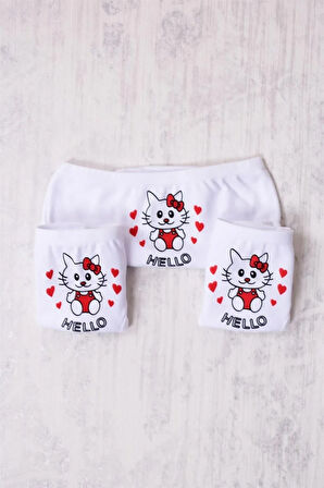 Gümüş 3'lü Kız Çocuk Hello Kitty Desenli Slip Külot