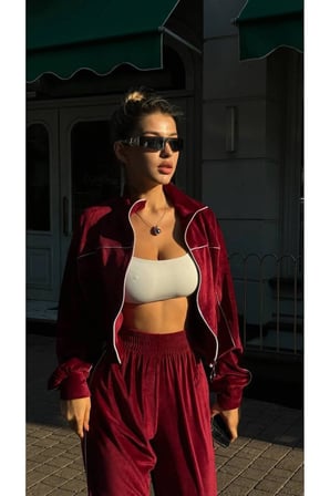 Kadın Biyeli Oversize Kadife Eşofman Takım