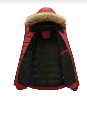 Erkek Mont Kaban Kapüşonlu Soğuk Havaya Dayanıklı