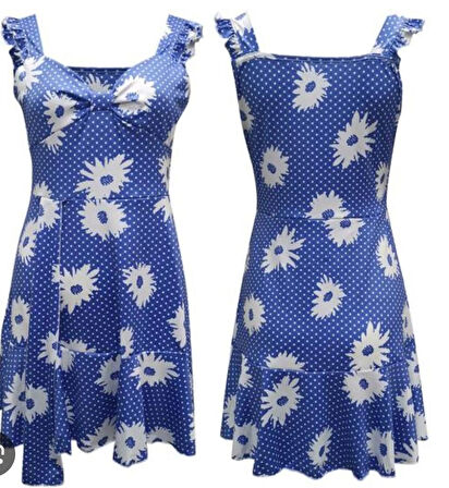 Kadın Yazlık Elbise Kloş Model Belden Kemerli