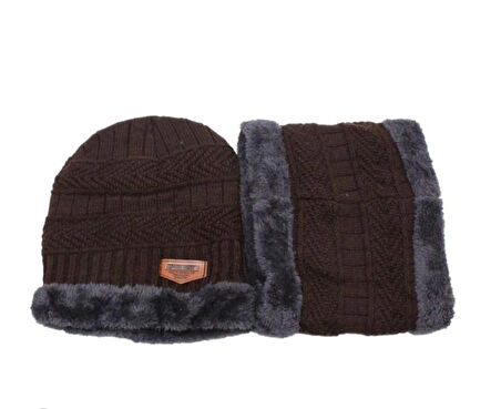 Bere ve Boyunluk Seti Örgü Sıcak Tutan Esnek Yapıda