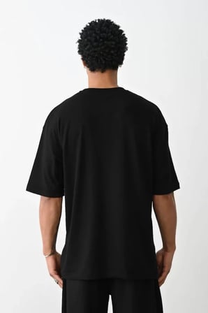 MYTHRIVA  Unisex Baskılı Oversize T-Shirt - Siyah