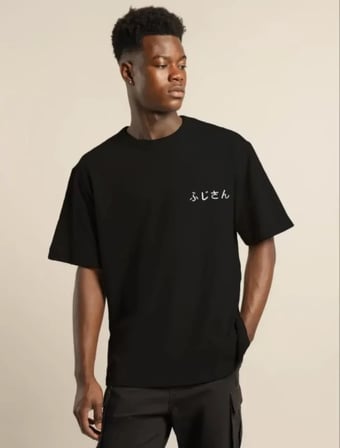 MYTHRIVA  Unisex Bisiklet Yaka Baskılı Oversize T-Shirt - Siyah