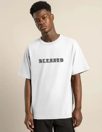 MYTHRIVA  Unisex Bisiklet Yaka Oversize Baskılı T-Shirt - Beyaz