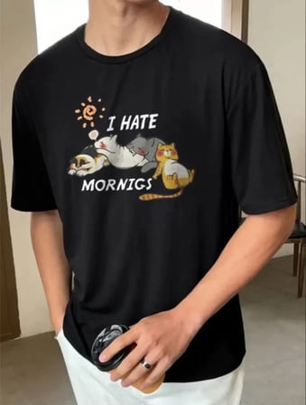 MYTHRIVA  Unisex Baskılı Oversize T-Shirt - Siyah