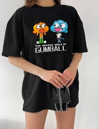 MYTHRIVA  Bisiklet Yaka Baskılı Oversize T-Shirt - Siyah