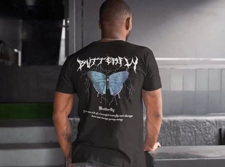 MYTHRIVA  Erkek Bisiklet Yaka Baskılı Oversize T-Shirt - Siyah