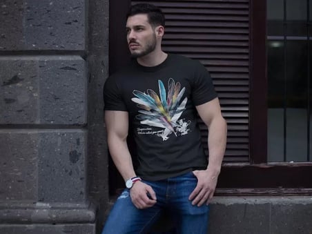 MYTHRIVA  Unisex Bisiklet Yaka Baskılı Oversize T-Shirt - Siyah