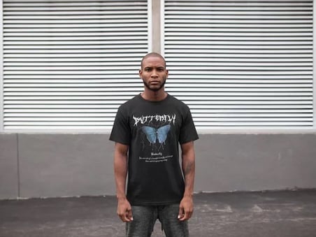 MYTHRIVA  Unisex Bisiklet Yaka Baskılı Oversize T-Shirt - Siyah