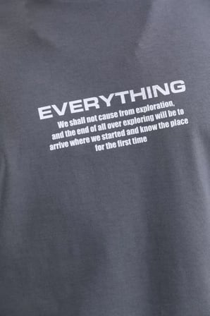 MYTHRIVA  Unisex Bisiklet Yaka Baskılı Oversize T-Shirt - Gri