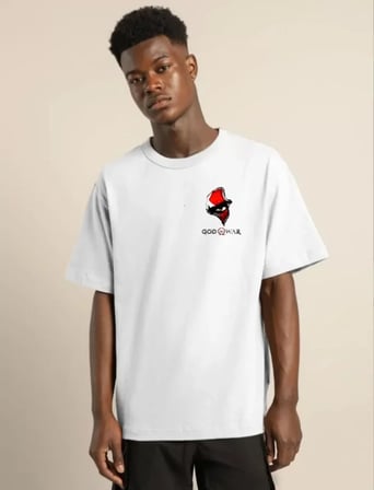 MYTHRIVA  Unisex Bisiklet Yaka Baskılı Oversize T-Shirt - Beyaz