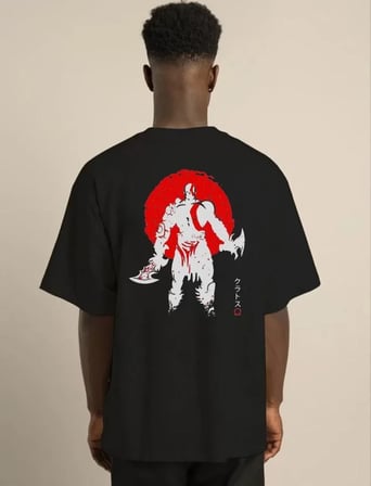 MYTHRIVA  Unisex Bisiklet Yaka Baskılı Oversize T-Shirt - Siyah