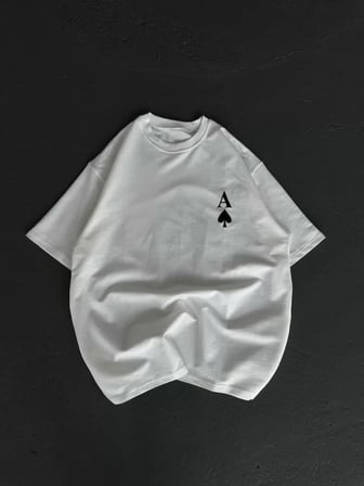 MYTHRIVA  Unisex Bisiklet Yaka Baskılı Oversize T-Shirt - Beyaz