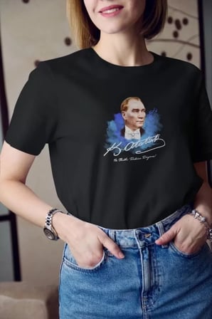 MYTHRIVA  Unisex Bisiklet Yaka Baskılı Oversize T-Shirt - Siyah