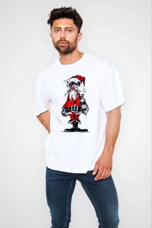 MYTHRIVA  Unisex Bisiklet Yaka Baskılı Oversize T-Shirt - Beyaz