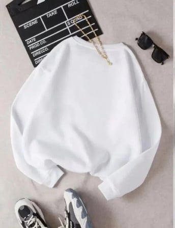 MYTHRIVA  Üç İplik Biskilet Yaka Basic SweatShirt - Beyaz