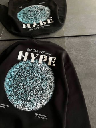 MYTHRIVA  Üç İplik Bisiklet Yaka Baskılı SweatShirt - Siyah