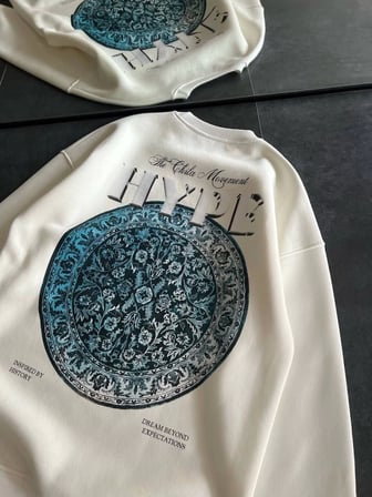 MYTHRIVA  Üç İplik Bisiklet Yaka Baskılı SweatShirt - Beyaz