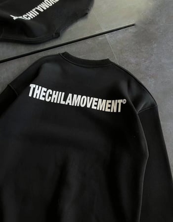 MYTHRIVA  Kışlık Bisiklet Yaka Oversize Baskılı SweatShirt - Siyah