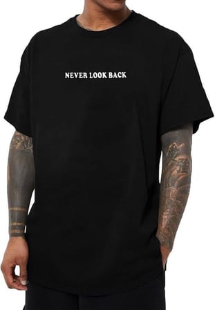MYTHRIVA  Erkek Bisiklet Yaka Kısa Kol Baskılı T-shirt - Siyah