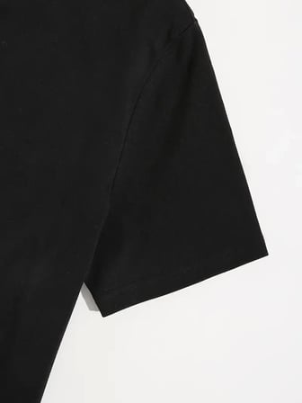 MYTHRIVA  Baskılı Oversize Bisiklet Yaka T-shirt - Siyah