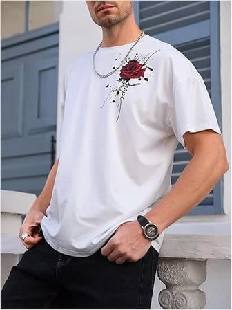 MYTHRIVA  Erkek Bisiklet Yaka Kısa Kol Baskılı T-shirt - Beyaz